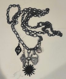 VINTAGE 'LULU FROST' NECKLACE WITH FIVE CHARMS--36'L