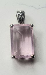 VINTAGE MARKED 'MX' (MEXICO??-STERLING??) LARGE PENDANT WITH PINK STONE