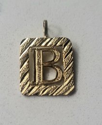 VINTAGE YELLOW GOLD 14K  INITIAL  LETTER 'B' CHARM
