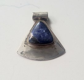 VINTAGE STERLING SILVER MARKED 925-MEXICO SLIDE PENDANT WITH LAPIS LAZULI STONE