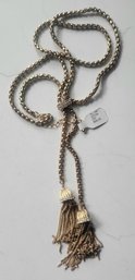 VINTAGE GOLDTONE NECKLACE WITH TASSLE PENDANTS--NEW WITH TAG
