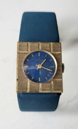 VINTAGE 'ORFINA'  MID-CENTURY MODERN STYLE GOLDTONE WATCH WITH BLUE FACE--8'L