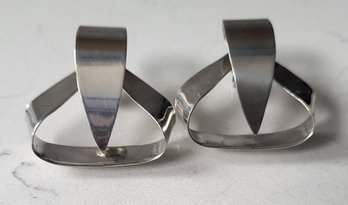 VINTAGE STERLING SILER 925-MEXICO DROP CONTEMPORARY MODERNING PIERCED   EARRINGS