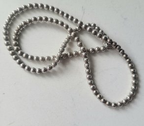 VINTAGE STERLING SILVER 925-ITALY BEADED CHARM NECKLACE--18'L
