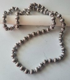 VINTAGE STERLING SILVER LONG BEADED CHAIN NECKLACE---30'L---66.1g
