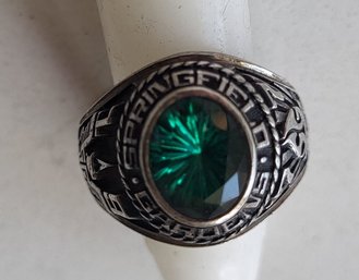 VINTAGE STERLING SILVER CRYSTAL GLASS RING 'SPRINGFIELD GARDENS 1977'