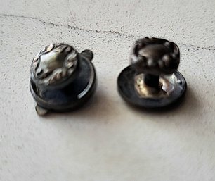 VINTAGE STERLING SILVER TEXTURED BUTTONS--SET OF 2