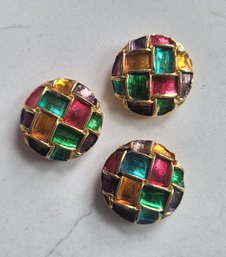 VINTAGE MARKED 'NONY NY' ENAMELED BUTTON COVERS(3)