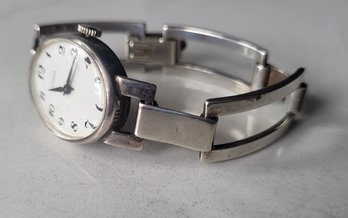 VINTAGE 'ADORA' SILVER 835 WATCH WITH WHITE DIAL SILVER 835 LINK BRACELET--SWISS MADE