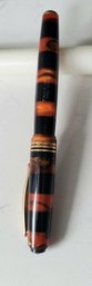 VINTAGE TACCIA STACCATO ORANGE & BLACK FOUNTAIN PEN W/GOLDTONE ACCENTS--IRIDIUM POINT-GERMANY- B