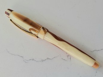 VINTAGE SCHMIDT IRIDIUM POINT 'B' BEIGE & BROWN FOUNTAIN PEN