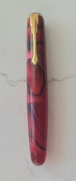 VINTAGE RED WITH WAVES 'BEXLEY' 'M' FOUNTAIN PEN