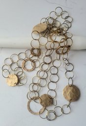 VINTAGE CIRCLE STATION LONG NECKLACE WITH HAMMERED DETAILING----48'L
