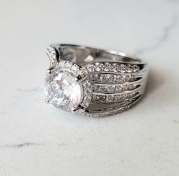 VINTAGE 'VICTORIA WEICK' STERLING SILVER 925 CUBIC ZIRCONIA COCKTAIL RING ---SIZE 9