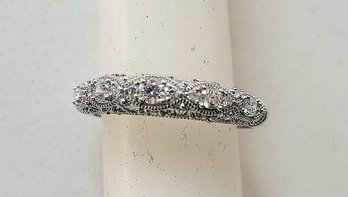 VINTAGE 'VICTORIA WIECK' 925 CUBIC ZIRCONIA BAND--SIZE 10