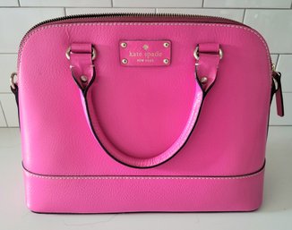 VINTAGE HOT PINK KATE SPADE HANDBAG WITH ZIP CLOSURE & 4' DROP HANDLE