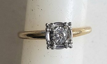 ANTIQUE  18K YELLOW GOLD ENGAGEMENT  DIAMOND RING----SIZE 6-6 1/2