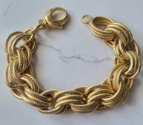 VINTAGE MARKED BRONZE MILOR ITALY HEAVY LINK BRACELET----8'L