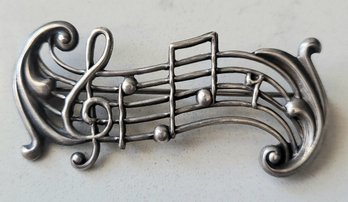 VINTAGE WHIMSICAL  MARKED 'STERLING ' SILVER MUSICAL BROOCH !