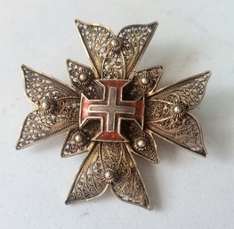 VINTAGE STERLING SILVER MALTESE CROSS MADE IN PORTUGAL PIN