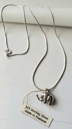 VINTAGE 'S-BOX-GEL' STERLING SILVER MARKED 925 ELEPHANT PENDANT NECKLACE--NEW OLD STOCK