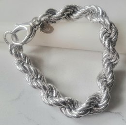 VINTAGE MARKED 'BRONZO ITALIA' MILOR ITALIAN SILVERTONE ROPE LINK BRACELET