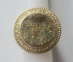 VINTAGE GOLDPLATED COATED DRUZY COCKTAIL RING---SIZE 9