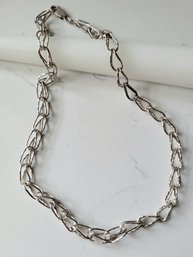 VINTAGE STERLING SILVER MARKED 925 ITALY UNIQUE DESIGN LINK CHARM NECKLACE--17'L