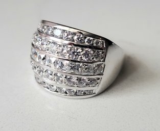 VINTAGE MARKED 925 'TYCOON' STERLING SILVER CIBIC ZIRCONIA COCKTAIL RING--SIZE 10