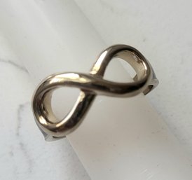 VINTAGE MARKED 'RFM' GOLDTONE AND BLUE ENAMEL INFINITY RING--SIZE 9