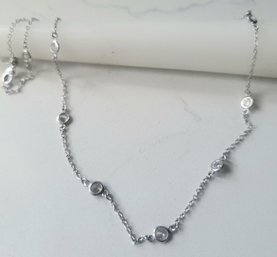 VINTAGE 'NOLAN MILLER' SILVERTONE CUBIC ZIRCONIA STATION NECKLACE--18'L