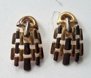 VINTAGE GOLDTONE DANGLE CLIP ON EARRINGS