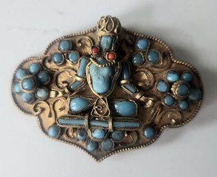 VINTAGE BUDDHA BRASS BROOCH