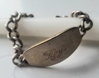 VINTAGE MARKED STERLING ID BRACELET---ENGRAVED---7 1/2'L