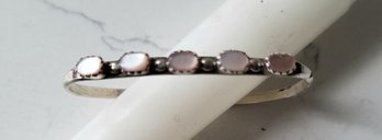 VINTAGE SILVERTONE CUFF WITH PINK STONES