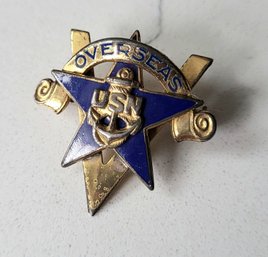 VINTAGE MARKED STERLING USN OVERSEAS PIN