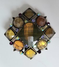 VINTAGE MULTICOLOR STONE BROOCH