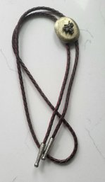 VINTAGE BOLO TIE WITH GOLDTONE ACCENTS---32 1/2'L