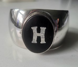 VINTAGE SILVERTONE CUFF WITH THE LETTER 'H'---MARKED