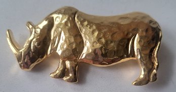 VINTAGE GOLDTONE RHINO BROOCH