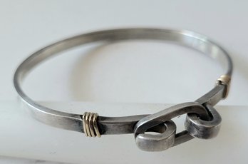 VINTAGE   CONTEMPORARY MODERN  SILVER BRACELET WITH GOLD ACCENTS!