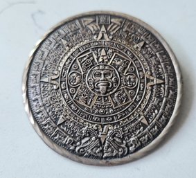 VINTAGE STERLING SILVER MARKED 925 MEXICO AZTEC CALENDAR PENDANT/BROOCH