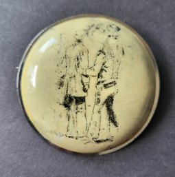 NEW SIGNED SILVERTONE BROOCH WITH WESTERN SKETCH WITH TAG