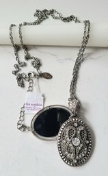 NEW 'LIA SOPHIA' SILVERTONE NECKLACE WITH TWO LARGE PENDANTS