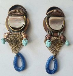 VINTAGE MARKED 'ADRIANA' OJAI, CALIF  CLIP ON RUNWAY EARRINGS