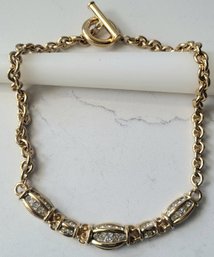 VINTAGE MARKED 'GIVENCHY' GOLDTONE NECKLACE WITH TOGGLE CLASP---15'L