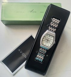 'AVON' QUARTZ SILVERTONE WATCH---NEW IN BOX----7 1/2'