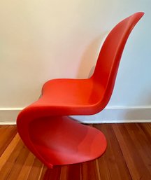 Modern Red Plastic Chair In The Style Of Verner Panton