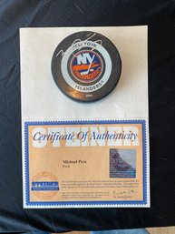 NHL Michael Peca Autographed Signed Official NHL Game Puck With Steiner Certificate Of Authenticity (COA)