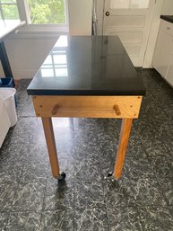 Contemporary Modern Wood & GRANITE ROLLING KITCHEN TABLE-CENTER ISLAND